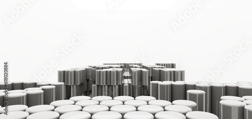 Obraz na płótnie Luxury parametric abstract architectural minimalistic background. Contemporary showroom. Modern black exhibition tunnel. Empty gallery. Stand, table. Interior backlight. 3D illustration and rendering. w salonie