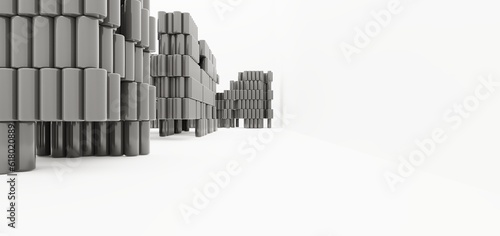 Obraz na płótnie Luxury parametric abstract architectural minimalistic background. Contemporary showroom. Modern black exhibition tunnel. Empty gallery. Stand, table. Interior backlight. 3D illustration and rendering. w salonie