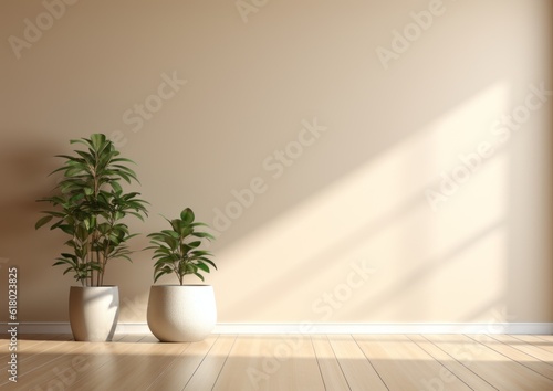 Plant in the interior, Empty wall, AI generative