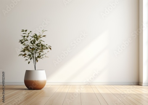 Plant in the interior  Empty wall  AI generative