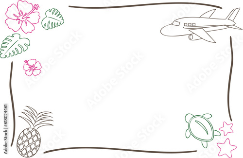 シンプルかわいいリゾート線画イラスト背景素材