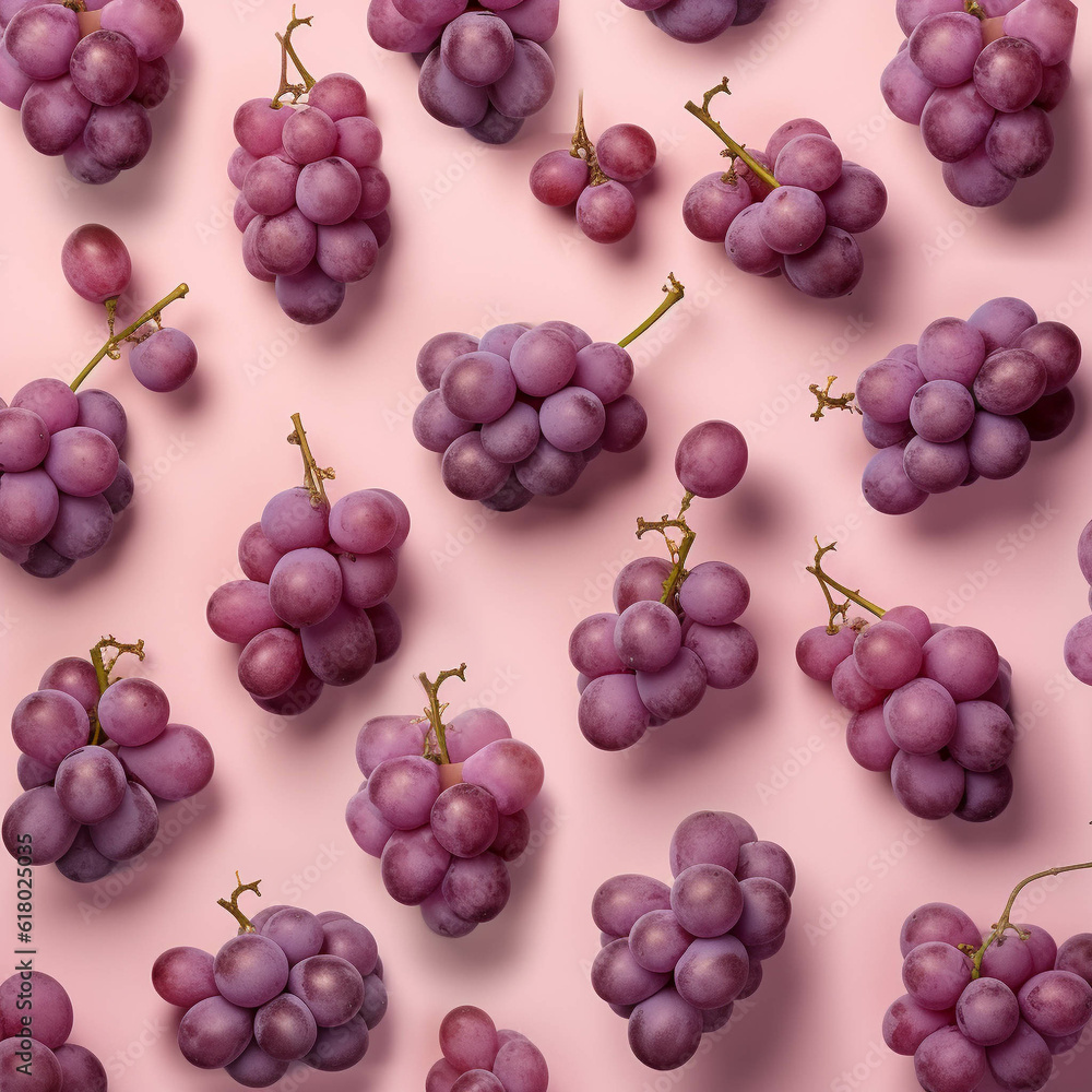 Top View of a grape pattern. Generative AI. Top View of a grape pattern. Generative AI.
