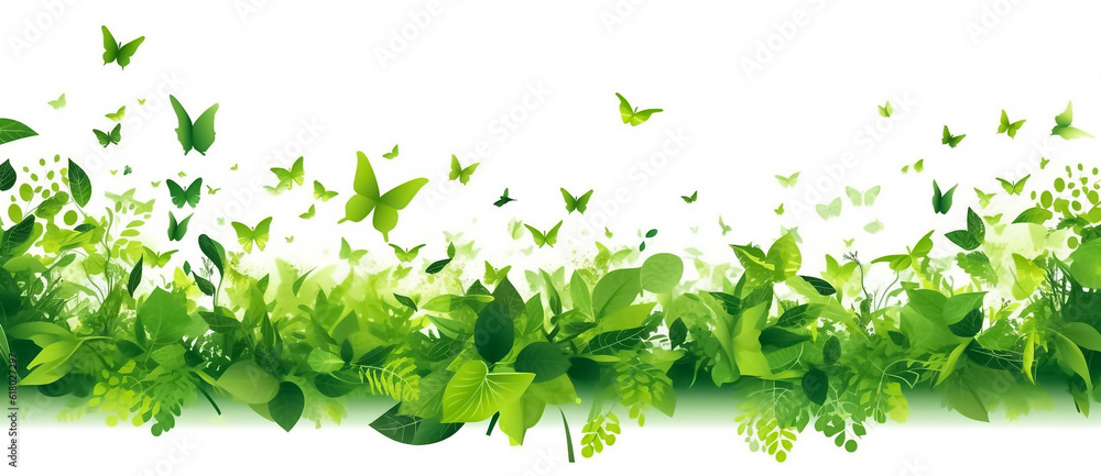 Digital Drawing and Painting of Delicate green leaves elegantly scattered among a pristine white background, evoking a sense of serenity and natural beauty. generative AI. Digital Drawing and Painting of Delicate green leaves elegantly scattered among a pristine white background, evoking a sense of serenity and natural beauty. generative AI.