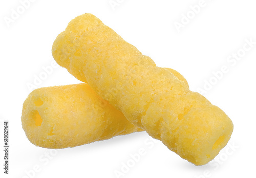 Hole sweet corn snack isolated on white background with clipping path