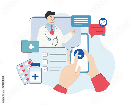 Video call to doctor. Online consultation in real mode. Electronic drug prescription. Correspondence with doctor via messenger. Step by step plan for treatment and taking medications in email
