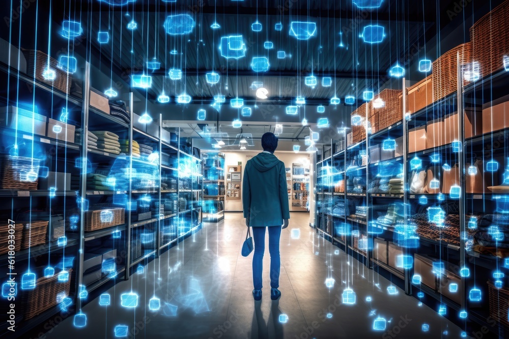 Person doing online shopping on the internet. Generative AI Person doing online shopping on the internet. Generative AI