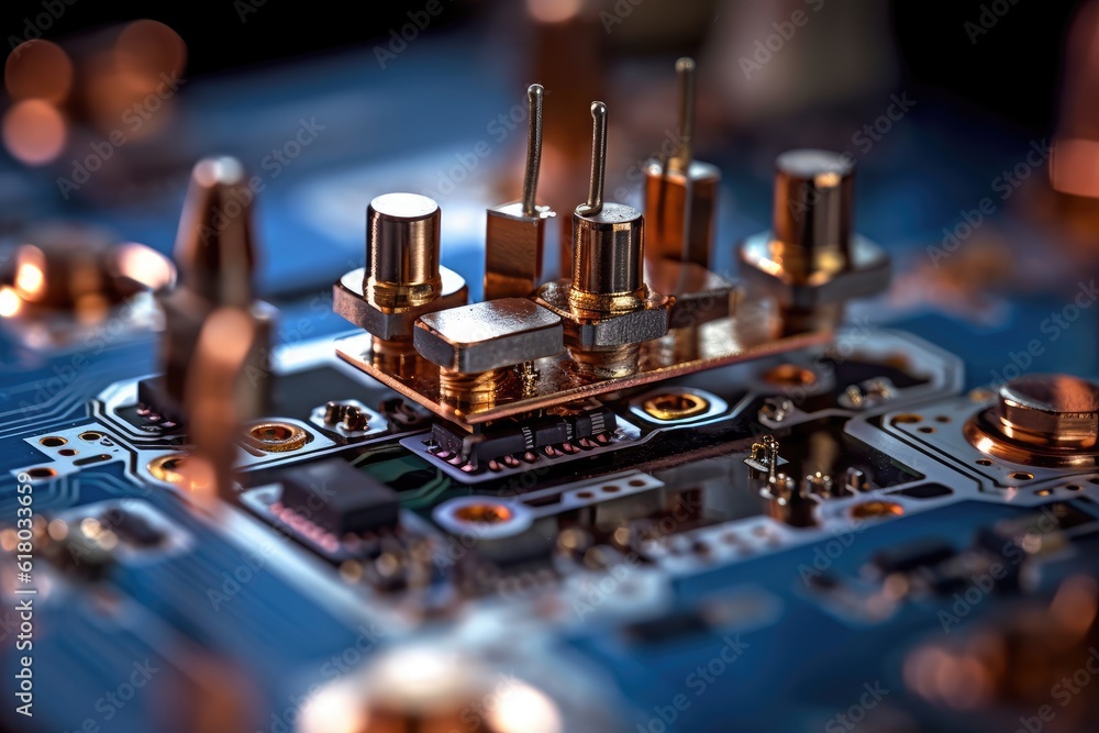 A microscopic robot repairs the insides of a computer. Generative AI A microscopic robot repairs the insides of a computer. Generative AI