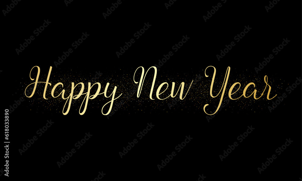 vector happy new year elegant congratulation with realistic gold metal lettering