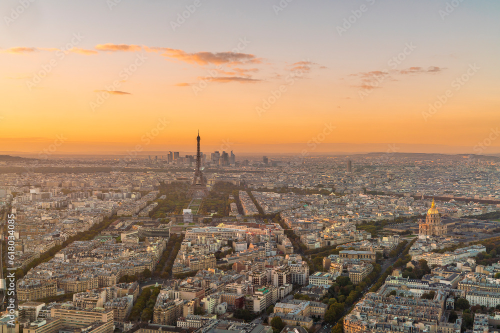Skyline of Paris with Eiffel tower and La Defense, Paris, France Skyline of Paris with Eiffel tower and La Defense, Paris, France