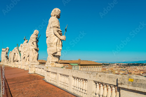 Statues of the rooftop of St Peter's Basilica in the Vatican © Cavan