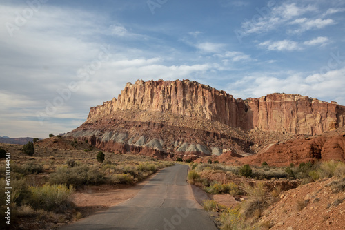 Scenic Road View through Capital Reef National Park in Utah photo