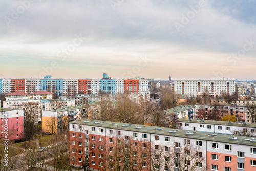 Photography Block houses and building at Alexander Platz in Berlin Mitte, Germany