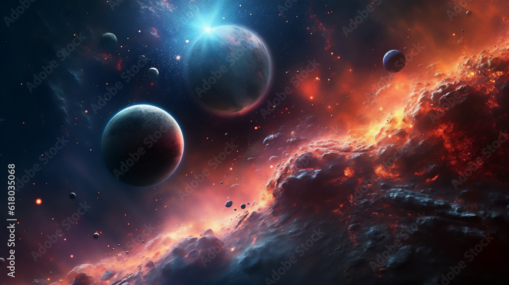 Planets and space illustration create using generative AI tools Planets and space illustration create using generative AI tools
