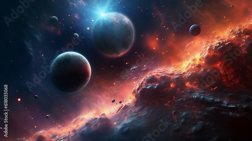 Planets and space illustration create using generative AI tools