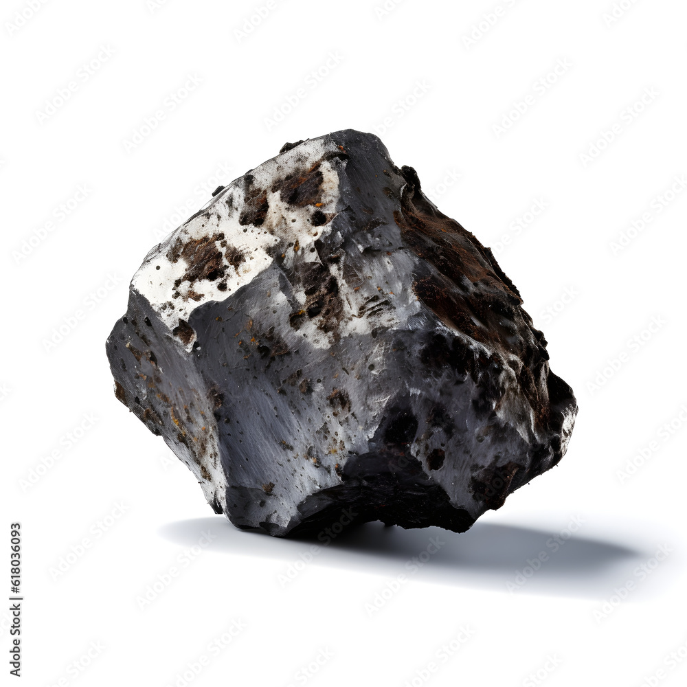 artificial black meteorite on a white background artificial black meteorite on a white background