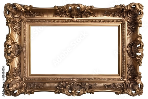 antique gold picture frame  isolated on white photo