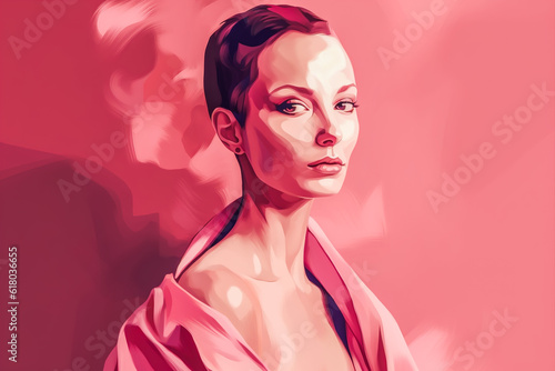 artistic illustration of a woman with short hair. Generative ia