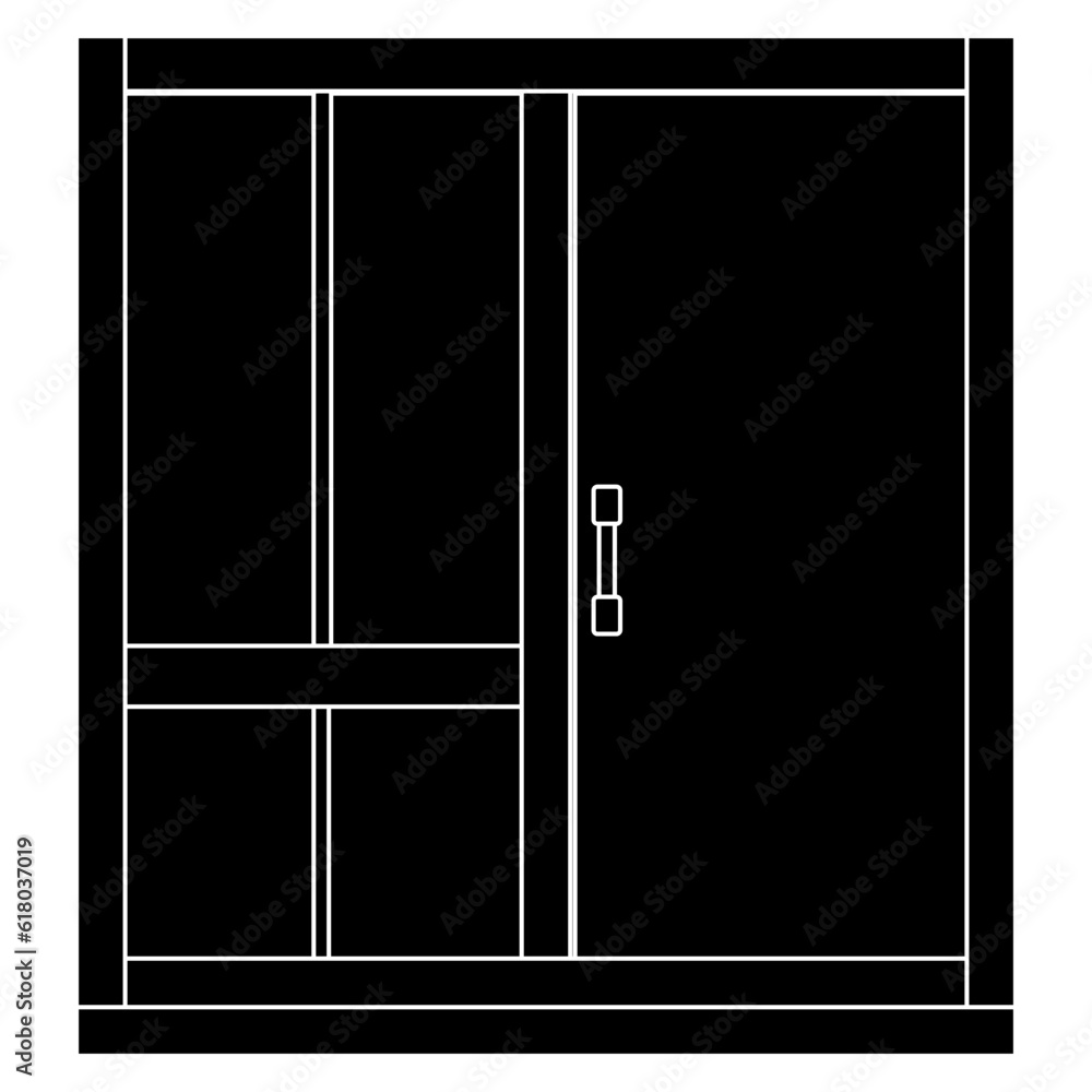 Big door silhouette with door knob isolated on white background. Clipart. Big door silhouette with door knob isolated on white background. Clipart.