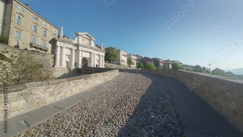Drone Flight on Bergamo Alta from via Sant'alessandro to Porta San Giacomo