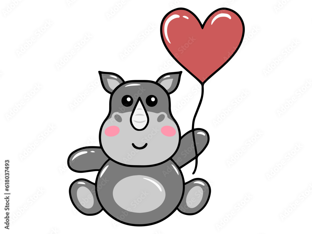 Rhinoceros Cartoon Cute Animal Illustration Rhinoceros Cartoon Cute Animal Illustration