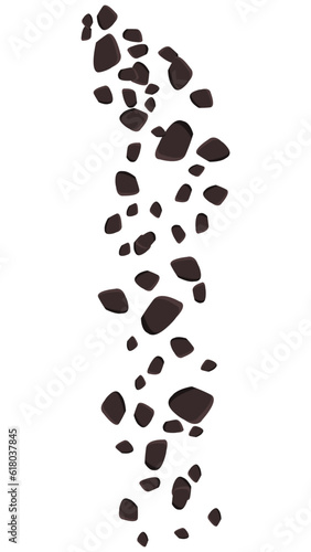 Falling brown stones or ground isolated on white. Clipart.