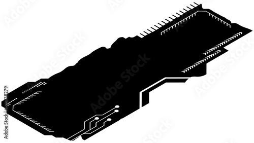 Isometric rectangular design clipart in tech style isolated on white. Short tech plate with copy space. Vector clipart.