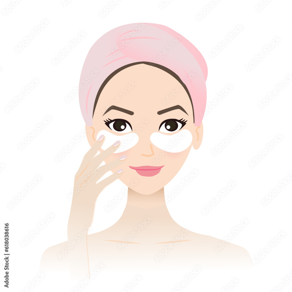 Under eyes wrinkles and lines treatment vector isolated on white background.