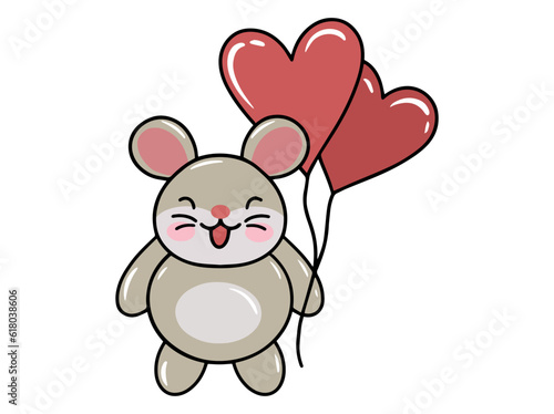 Mouse Cartoon Cute for Valentines Day