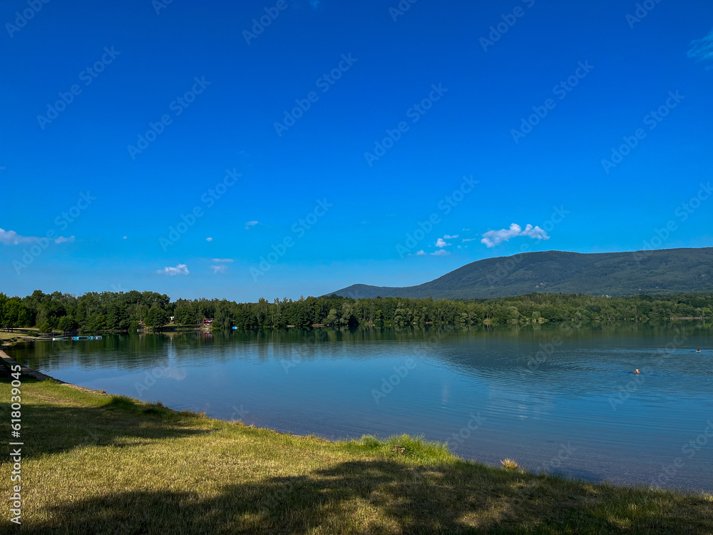 Lake Barbora. Czech Republic. View of the Ore Mountains. Lake Barbora. Czech Republic. View of the Ore Mountains.