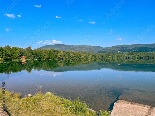 Lake Barbora overlooking the Ore Mountains. Czech Republic photo