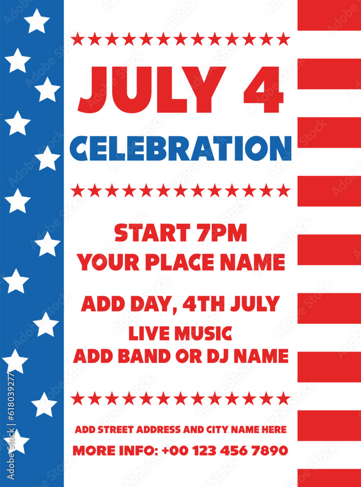 Obraz premium Fourth of July party flyer poster social media post template design