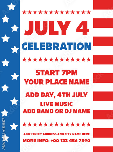 Fourth of July party flyer poster social media post template design