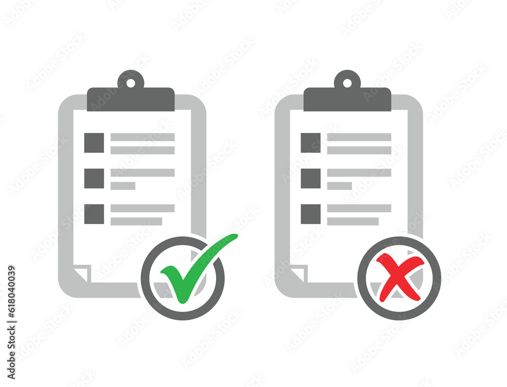 clipboard checklist icon set tick check cross clipboard checklist icon set tick check cross