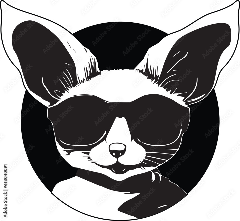 Calm rat with shades. relaxed, confidence and strength. He's a ninja ...