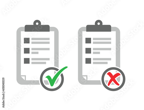 clipboard checklist icon set tick check cross