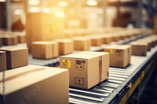 cardboard box packages in warehouse