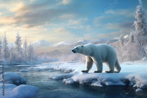polar bear in the snow © Dinaaf