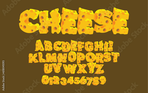 Vector cheese font alfhabet design