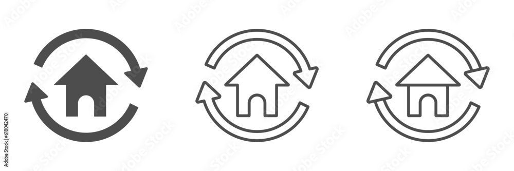 House with arrow flat vector icons House with arrow flat vector icons