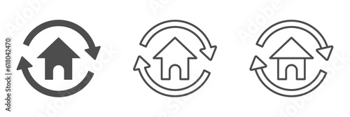 House with arrow flat vector icons