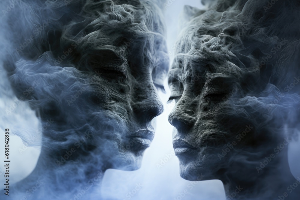Portrait of a beautiful woman with smoke on a black background. Generated AI Portrait of a beautiful woman with smoke on a black background. Generated AI
