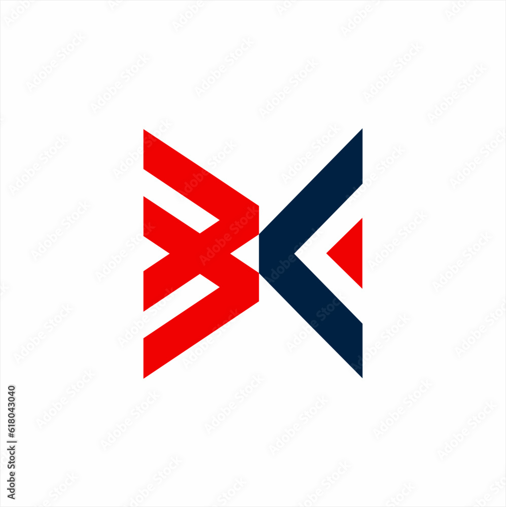 Letter B and K vector logo design with triangles. Letter B and K vector logo design with triangles.