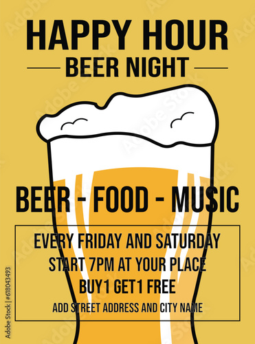 happy hour party  flyer poster or social media post design
