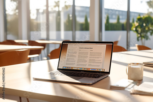 closeup shot of laptop with working person