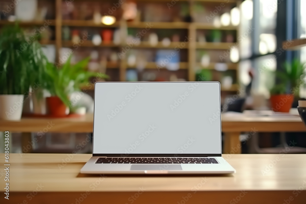 isolated computer laptop in the interior table isolated computer laptop in the interior table