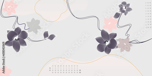 Abstract watercolor art background vector. Ginkgo and botanical line art wallpaper. Luxury cover design with text, gold texture and brush style. floral art for wall hangings and prints.