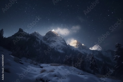 Winter night mountain. Generate Ai © nsit0108