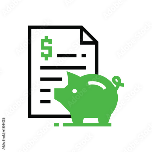 Document budget with piggy icon illustration design