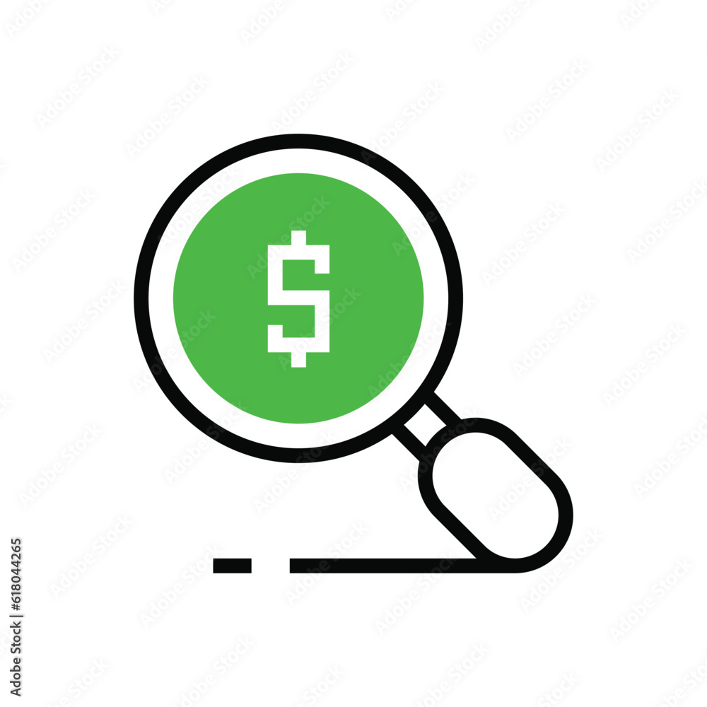 Fototapeta premium Search money icon illustration design. Vector design