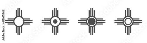 Zia symbols vector flat icons set